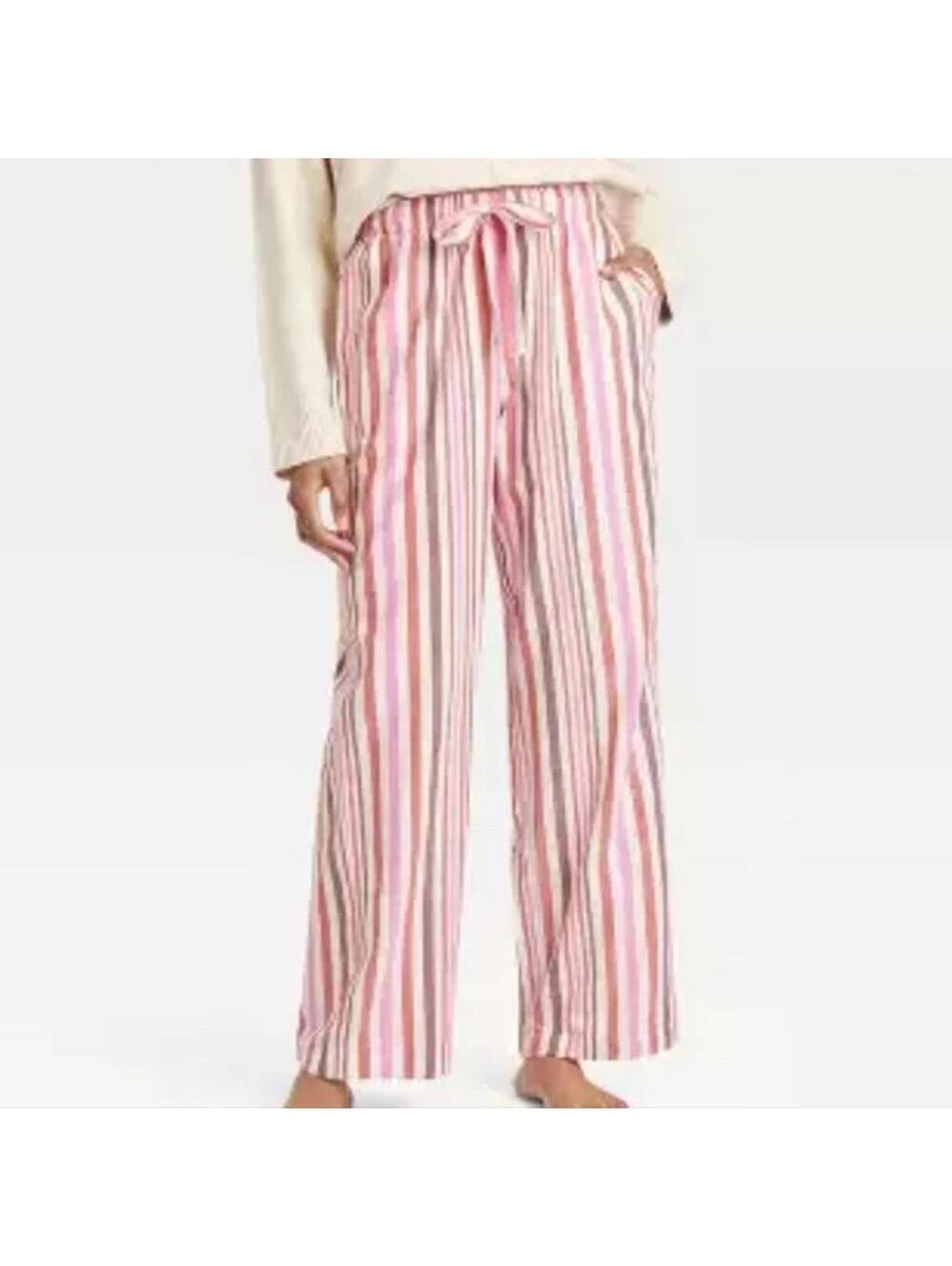 Auden NWT Women's Pink Striped Flannel Sleep Pants Size S